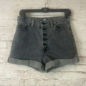 BDG Women's Mom High Rise Shorts Size 27 Gray Black Button Front Cotton Stretch